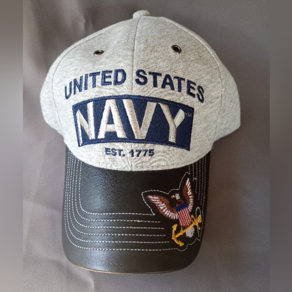 US Navy Hat JWM Wholesale Inc. Jersey material Adjustable Strap Leather Like